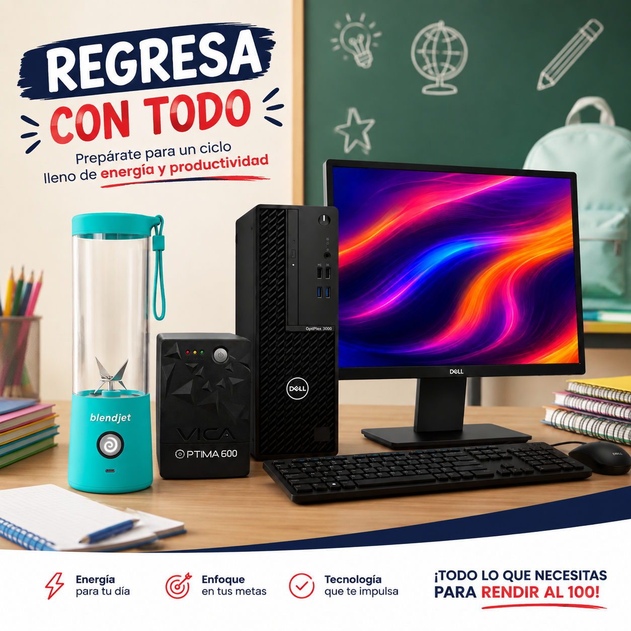 #COMBO1 Computadora De Escritorio Dell Optiplex 3000 8GB RAM y Licuadora portátil Blendjet de 475 ml Color Turquesa