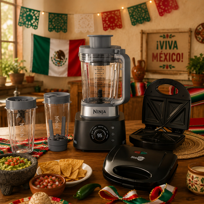 #COMBOPATRIOTICO Licuadora y Extractor Ninja Foodie Power Ultimate CO401B y Sandwichera Antiadherente De Doble Compartimiento Starlux