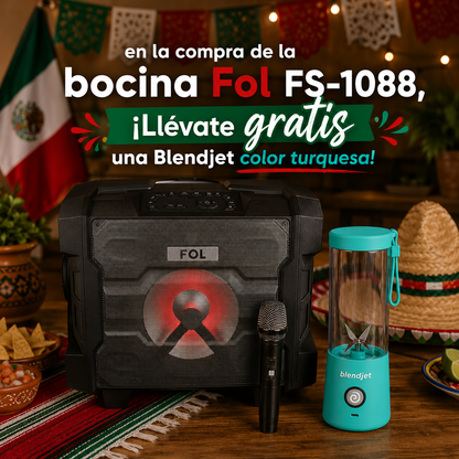 #COMBOVIVARRO Bocina portátil Fol FS-1088  y Licuadora personal Blendjet Color Turquesa con capacidad de 16 Oz