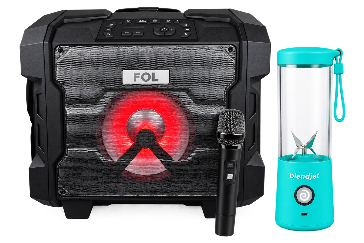 #COMBOVIVARRO Bocina portátil Fol FS-1088  y Licuadora personal Blendjet Color Turquesa con capacidad de 16 Oz