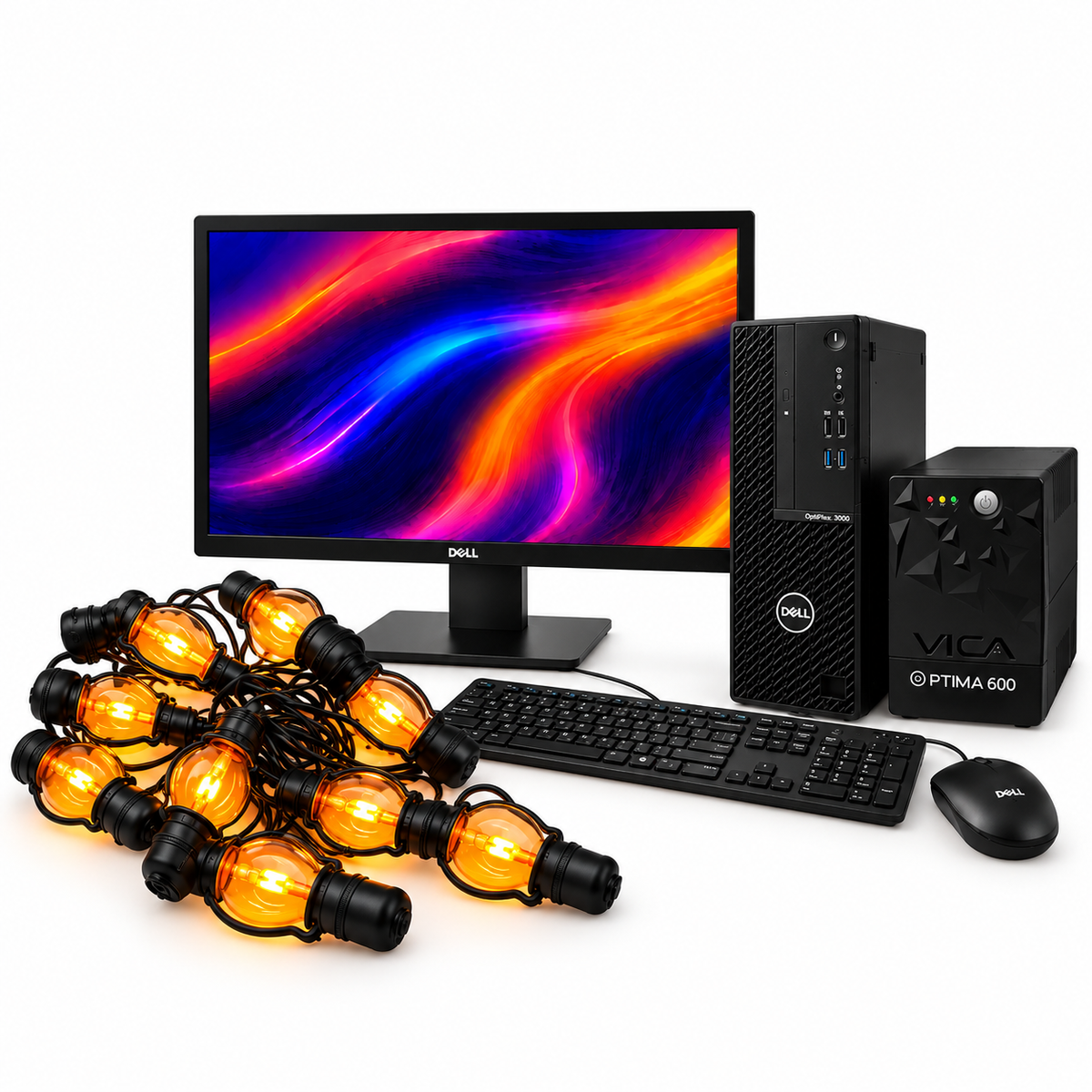 #COMBOESPELUZNANTE Computadora De Escritorio Dell Optiplex 3000 8GB RAM y Guirnalda de 10 focos LED de Quinqué con Flama