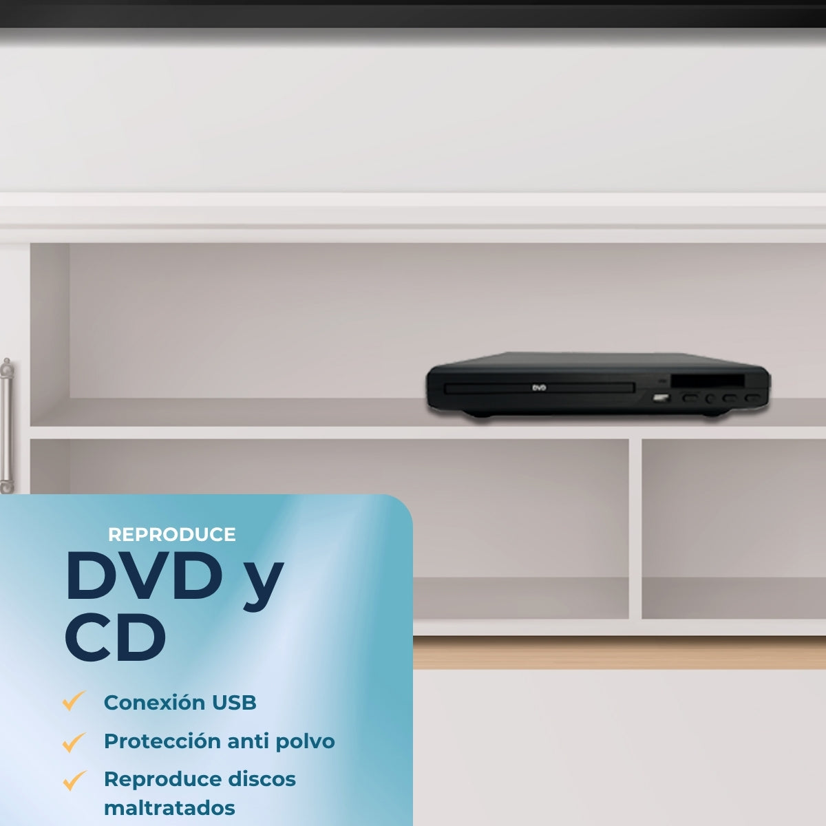 Reproductor DVD Y CD, música, fotos y videos a través de USB Diseño ultradelgado DVDA-5022.