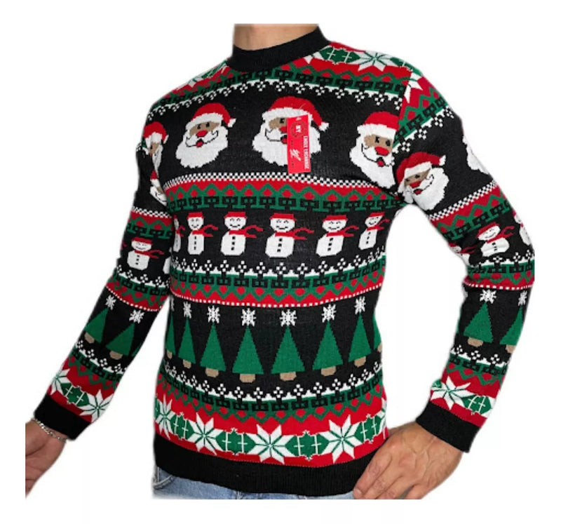 Sueter Navideño De Santa Claus Ugly Sweater Unitalla Unisex Negro