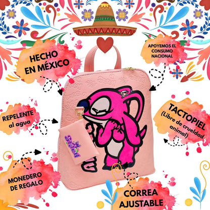 Mochila De Angel, Hecha En México, Tacto Piel, Repelente A La Lluvia Con Monedero De Regalo