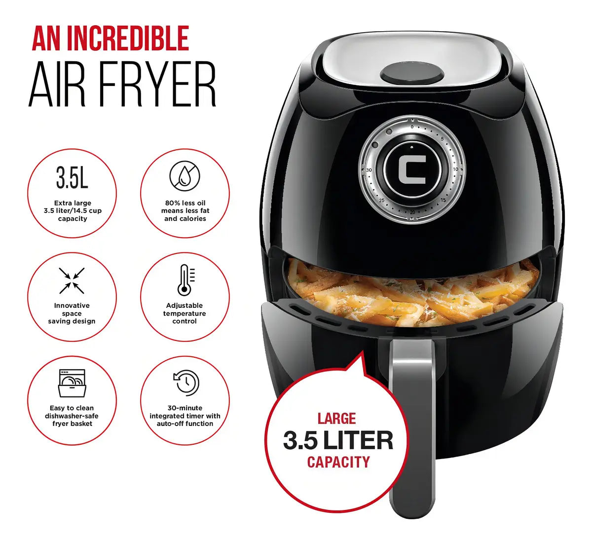 Freidora de Aire Chefman RJ38-V2-35 3.5 Litros