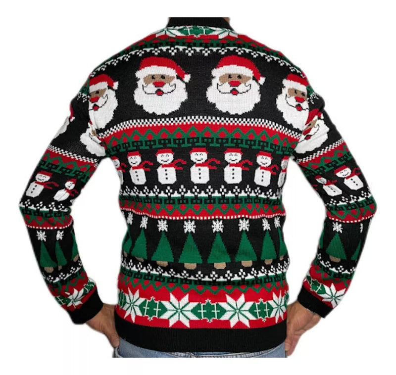 Sueter Navideño De Santa Claus Ugly Sweater Unitalla Unisex Negro