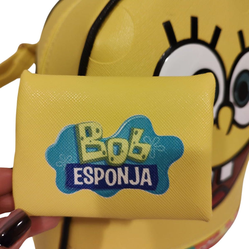 Mochila De Bob Esponja Hecha En México, Tacto Piel, Durabilidad Y Resistencia. Repelente Al Agua.