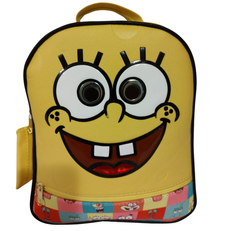 Mochila De Bob Esponja Hecha En México, Tacto Piel, Durabilidad Y Resistencia. Repelente Al Agua.