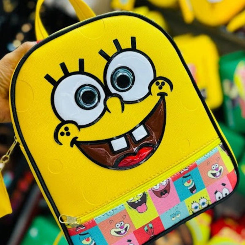 Mochila De Bob Esponja Hecha En México, Tacto Piel, Durabilidad Y Resistencia. Repelente Al Agua.