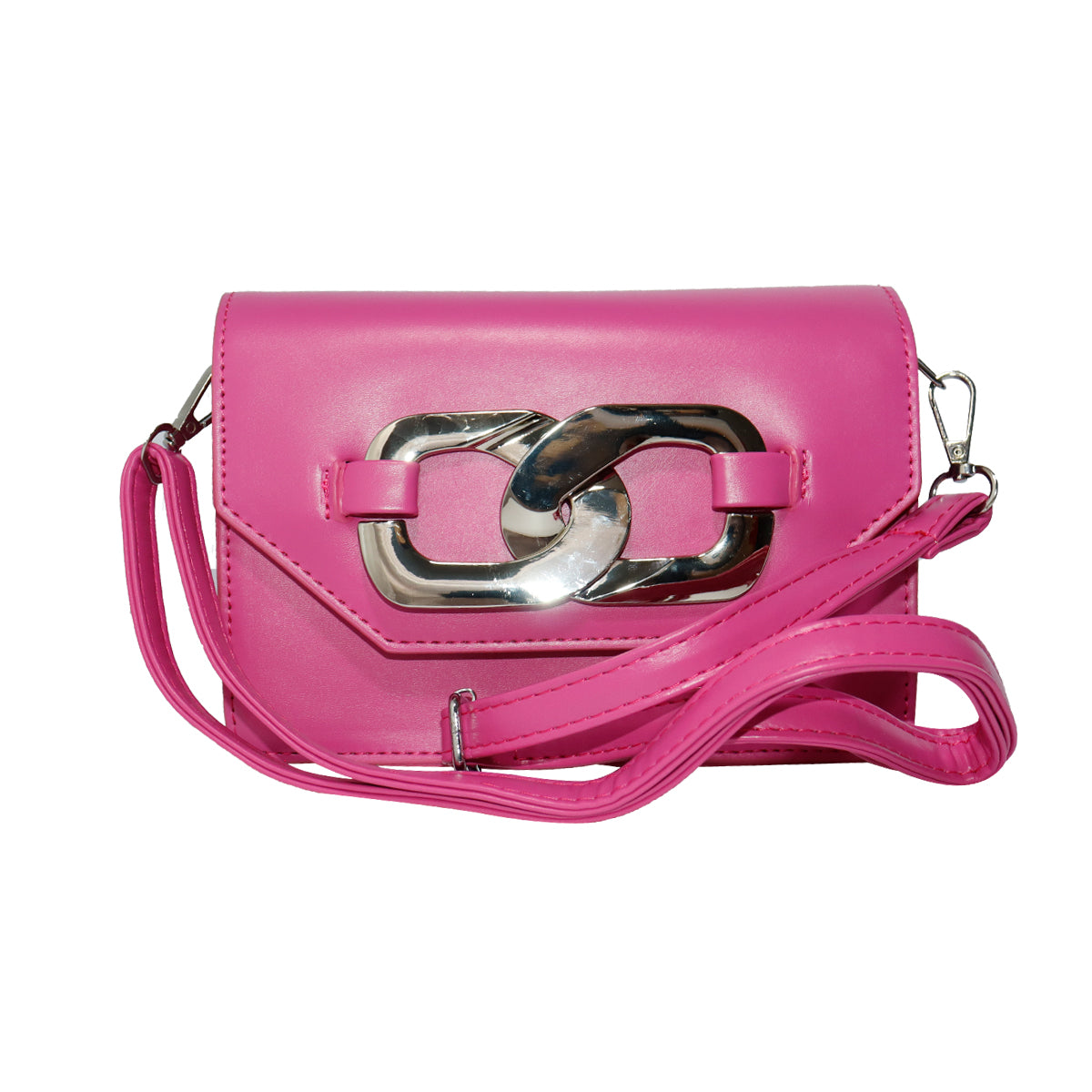 Bolsa de mano Level 26 con correa y herraje metálico decorativo color rosa