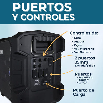 Bocina Portatil Bluetooth - NFC - Fol FS-L1088 40w - Negra