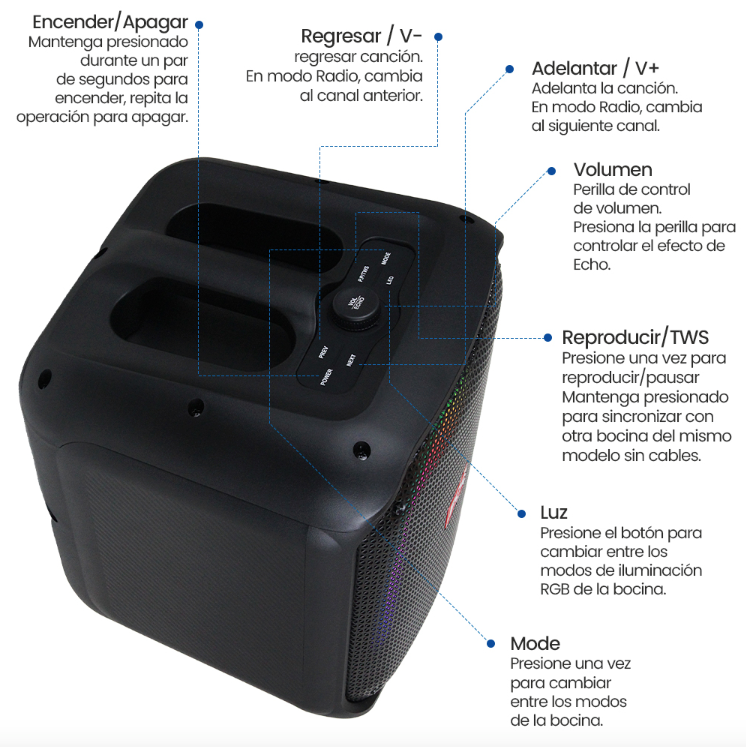 Bocina Portatil Bluetooth FOL PRO Led FS-L1206