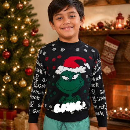 Suéter Navideño Infantil Estilo Ugly Sweater El Grinch CH Unisex