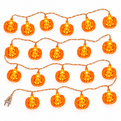 Serie de Halloween calabaza naranja plana de 8 funciones combinables con 20 luces, 20W, modelo HL26350