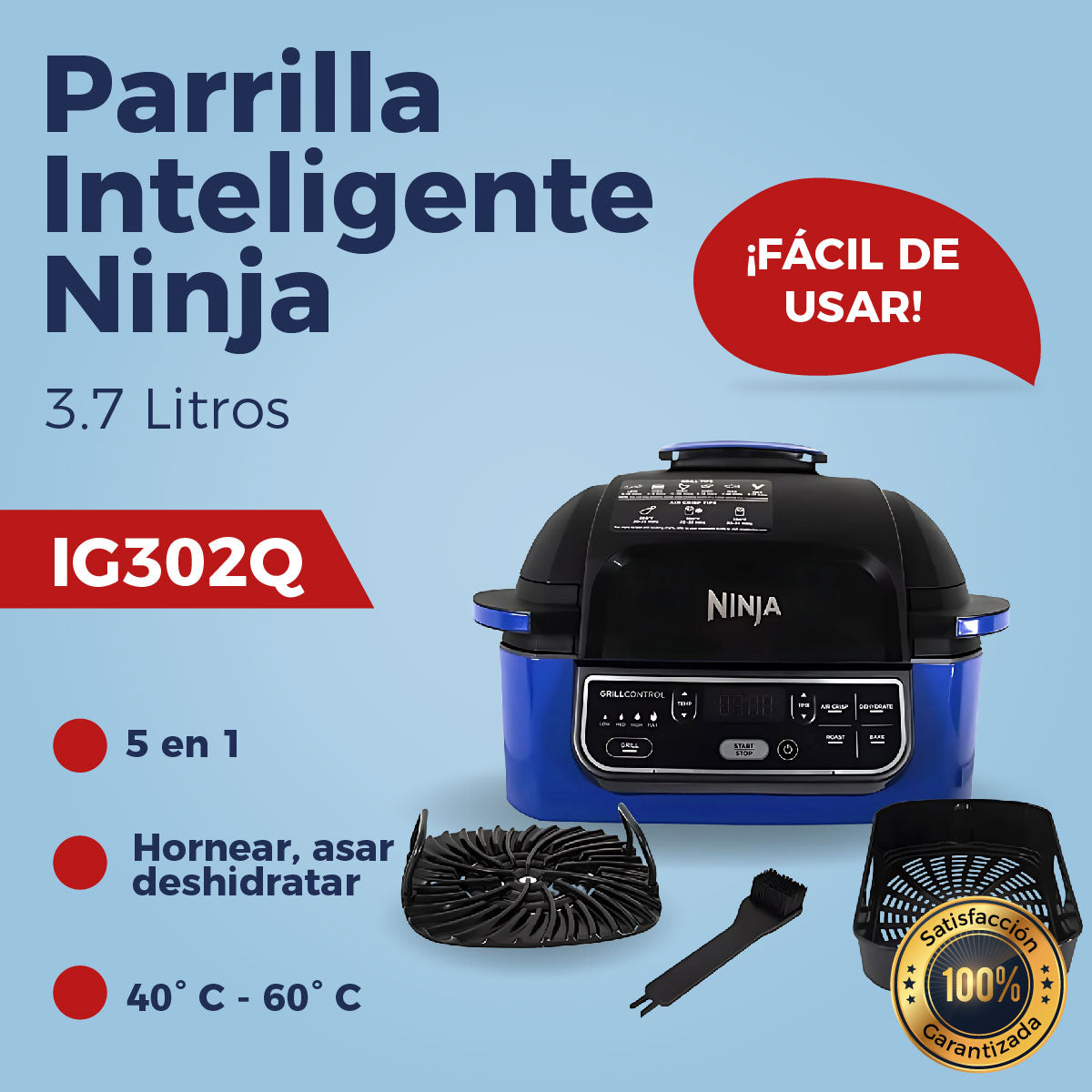 Parrilla Inteligente Ninja IG302QBL 5 en 1