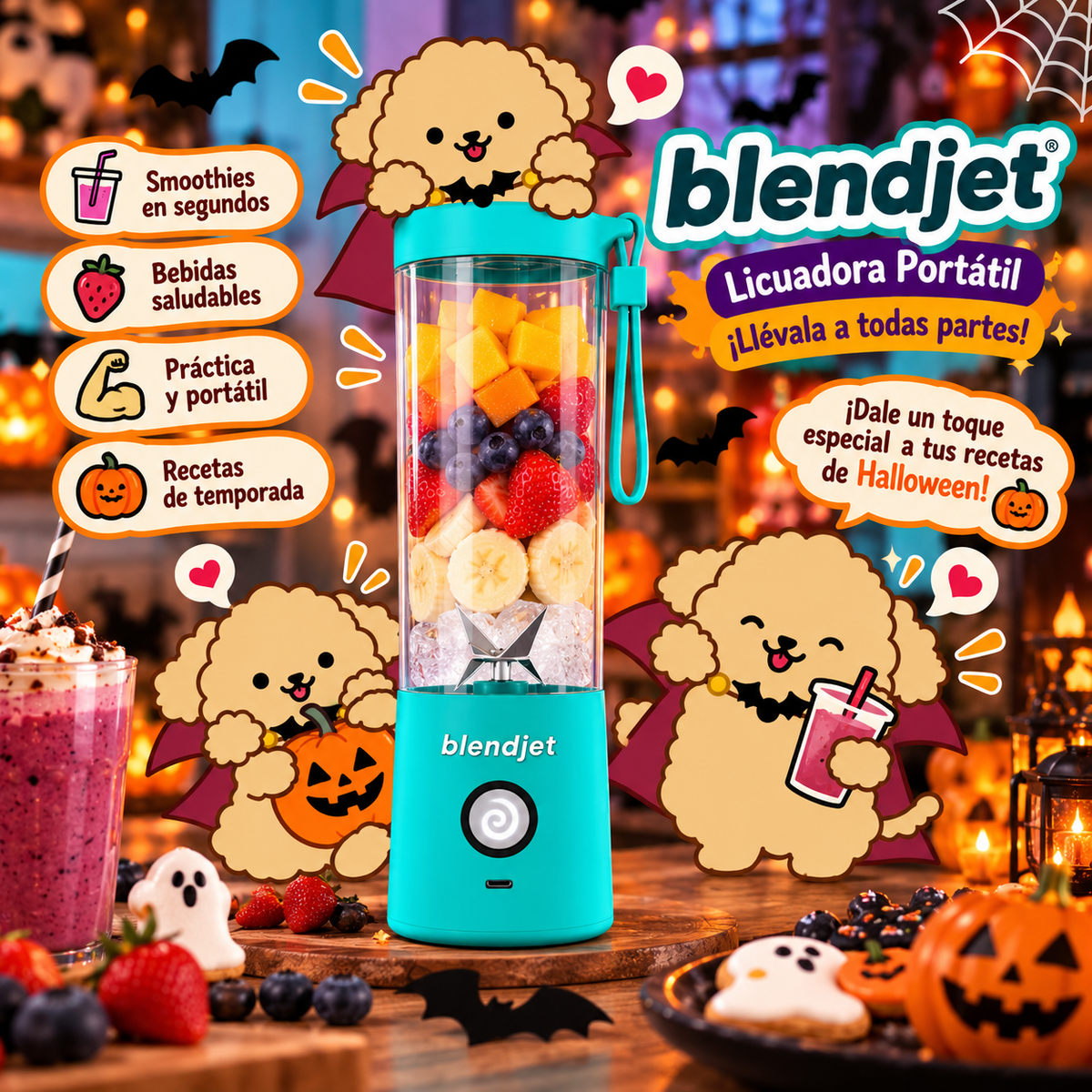 Licuadora Portátil BLENDJET 2 de 16 Oz con correa recargable USB BLENDJET2MT