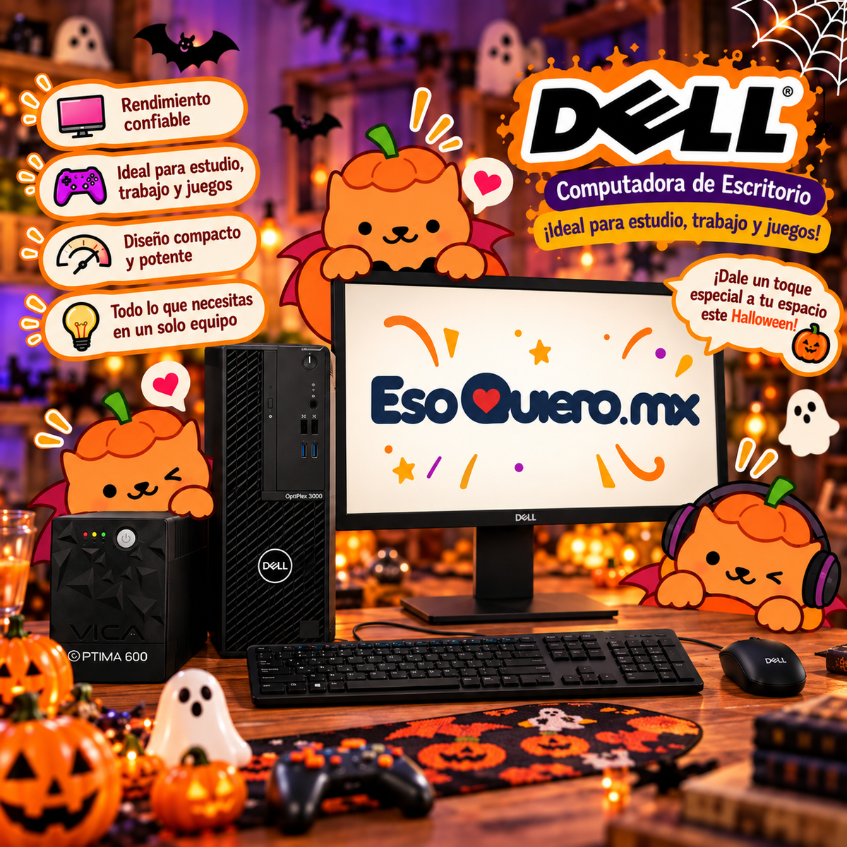 Combo Computadora de Escritorio Dell OptiPlex 3000 12a Generación + No Break VICA Optima 600 de 6 entradas