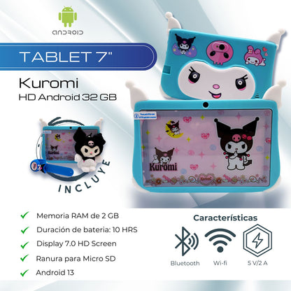 Tablet 7 Pulgadas Kuromi Android 13 HD 32 GB - 2GB Azul