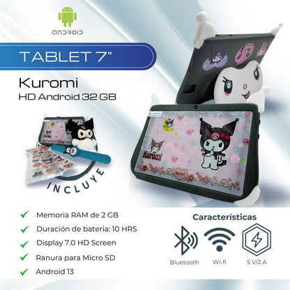 Tablet 7 Pulgadas Kuromi Android 13 HD 32 GB - 2GB Gris