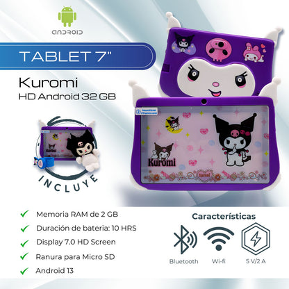 Tablet 7 Pulgadas Kuromi Android 13 HD 32 GB - 2GB Morado
