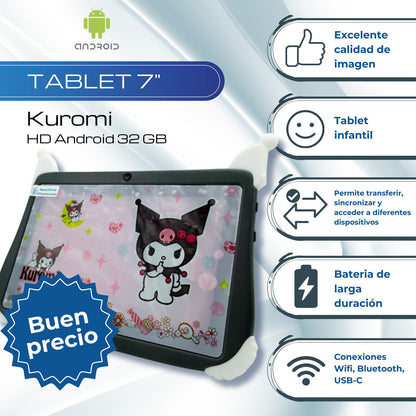Tablet 7 Pulgadas Kuromi Android 13 HD 32 GB - 2GB Gris