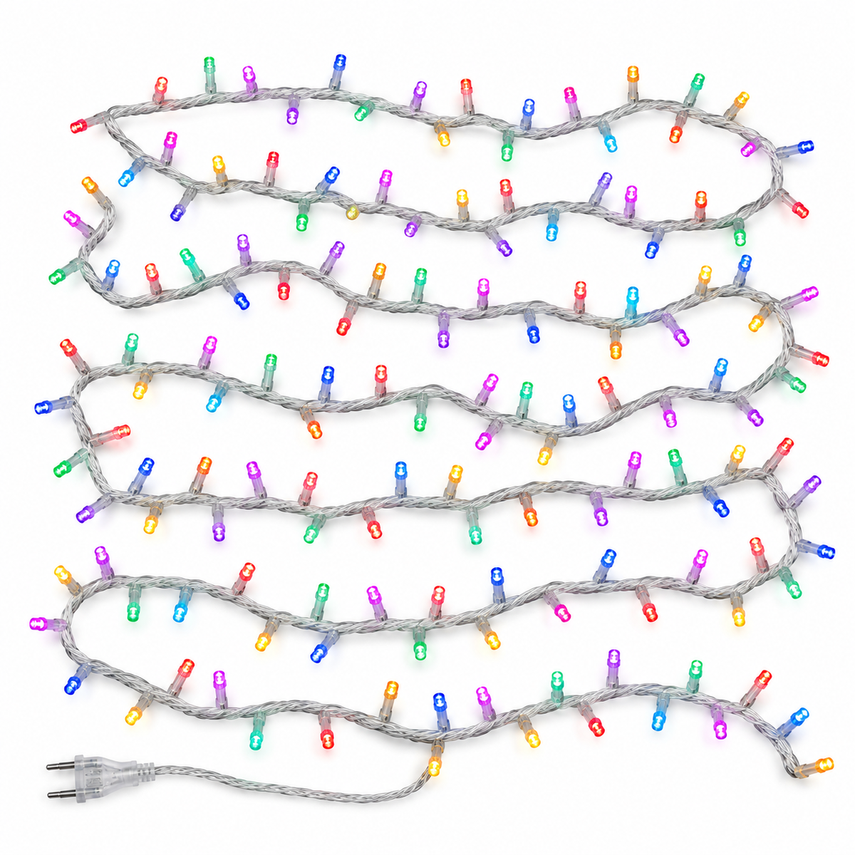 Serie de navidad mágica multicolor 500 leds, cable transparente, 8 funciones, 22.5m, 20W, 60 Hz, Modelo L564018