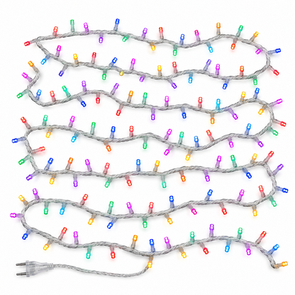 Serie de navidad mágica multicolor 500 leds, cable transparente, 8 funciones, 22.5m, 20W, 60 Hz, Modelo L564018