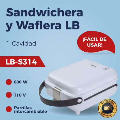 Sandwichera y Waflera LB LB-S314 Parrilla Intercambiable Blanco