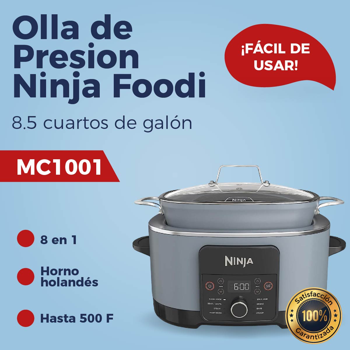 Olla de Presion de Presion Ninja Foodi MC1001 8 en 1