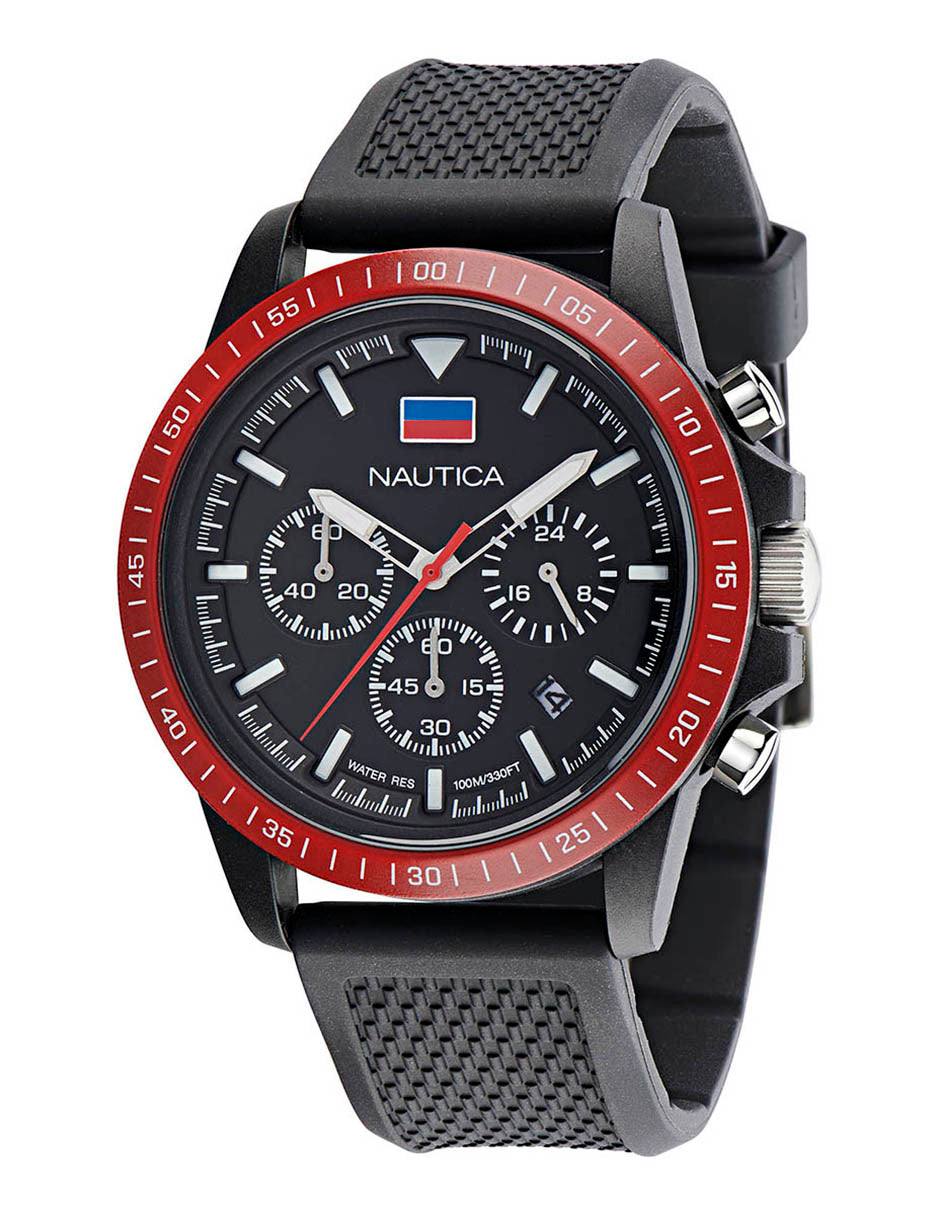 Reloj Nautica Cab One Eco Chrono Caratula Negra y Correa Negra Caja 43mm NAPNOF3S8