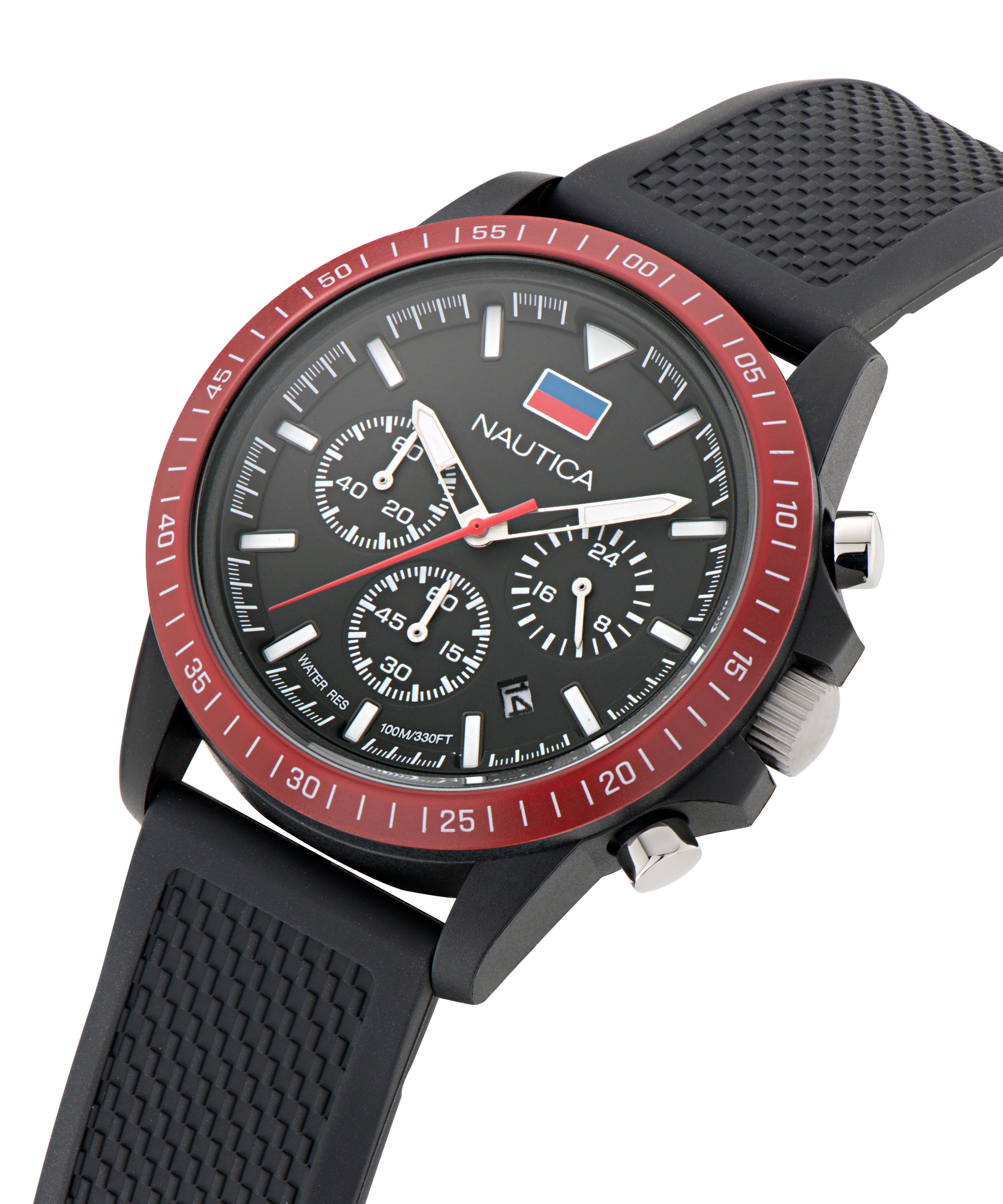 Reloj Nautica Cab One Eco Chrono Caratula Negra y Correa Negra Caja 43mm NAPNOF3S8