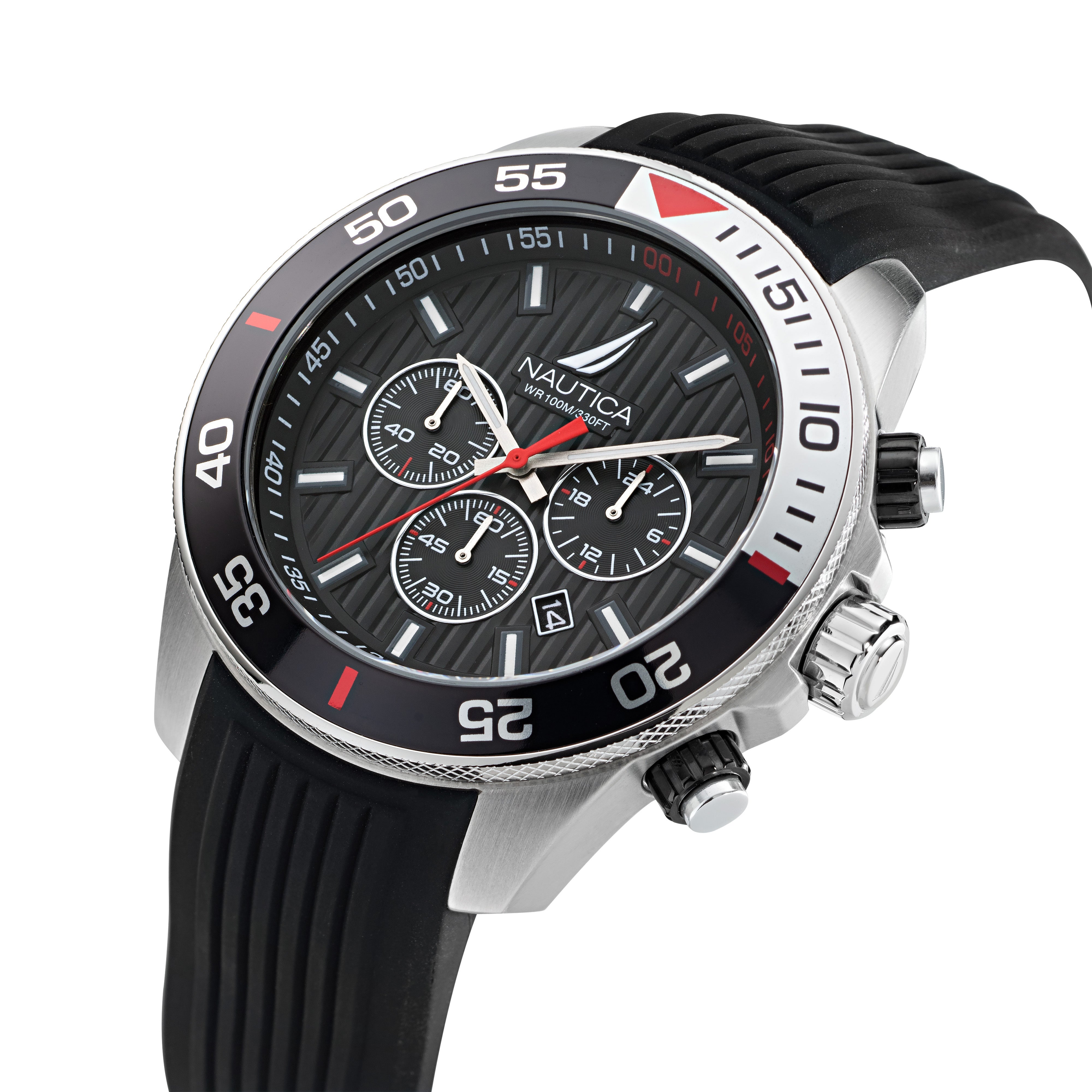 Reloj Nautica Cab Nautica One Cronografo Caratula Negro y Correa Negra Caja 48 mm NAPNOS301