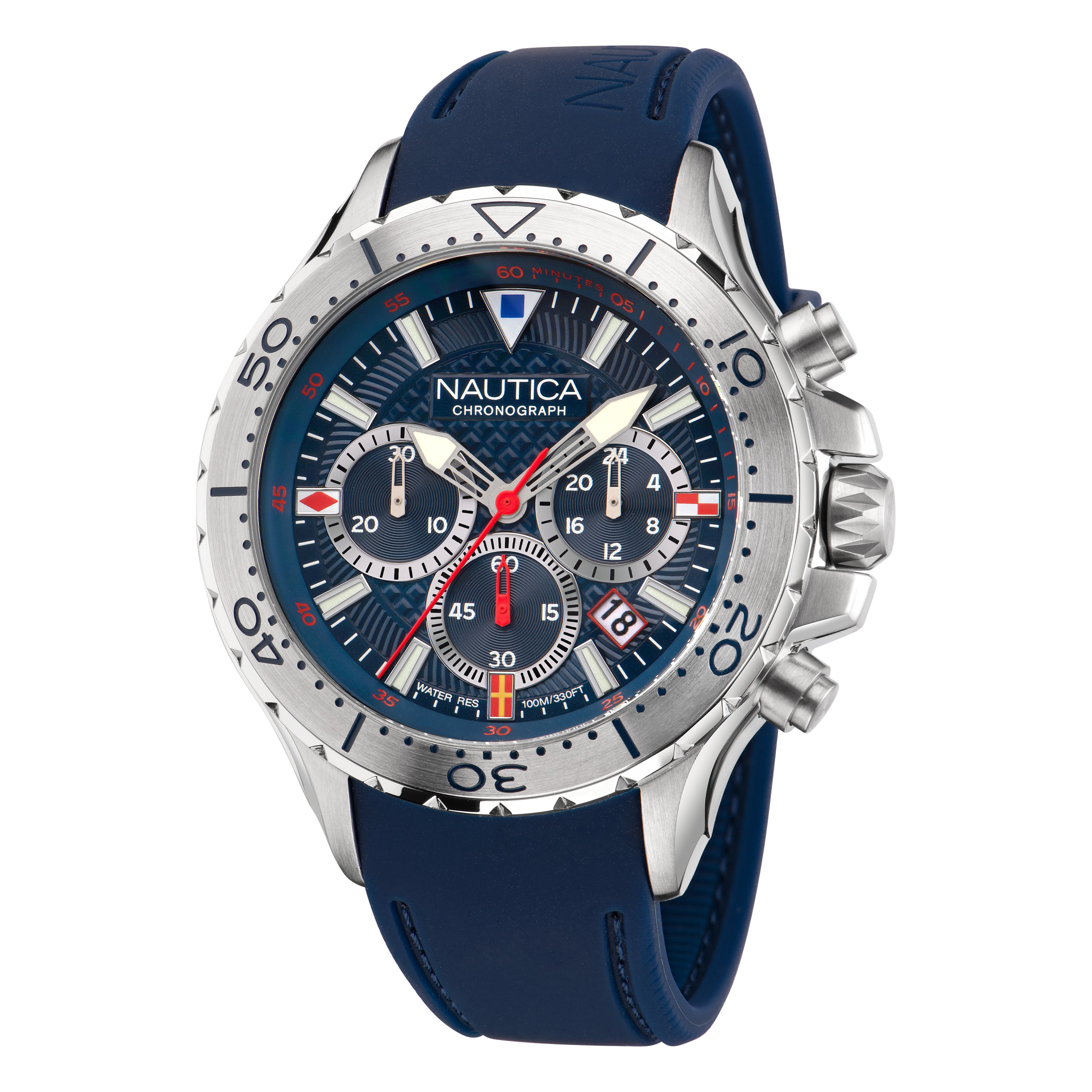 Reloj Nautica Nst Chrono Caratula Azul y Correa Azul Caja 48 mm NAPNSF201