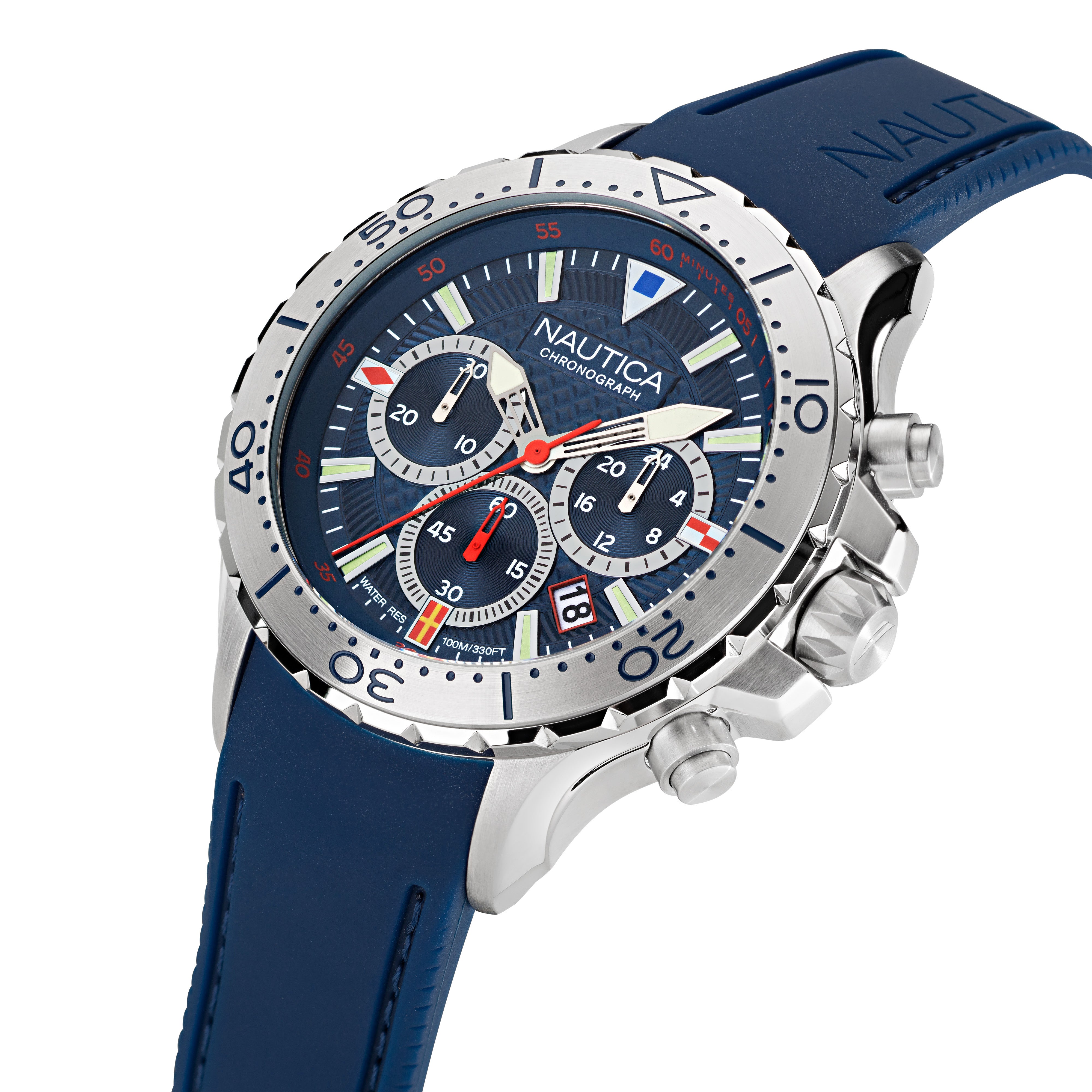 Reloj Nautica Nst Chrono Caratula Azul y Correa Azul Caja 48 mm NAPNSF201
