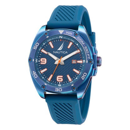 Reloj Nautica Tin Can Bay 3 Hands Fechador Caratula Azul y Correa Azul Caja 43 mm NAPTCF201
