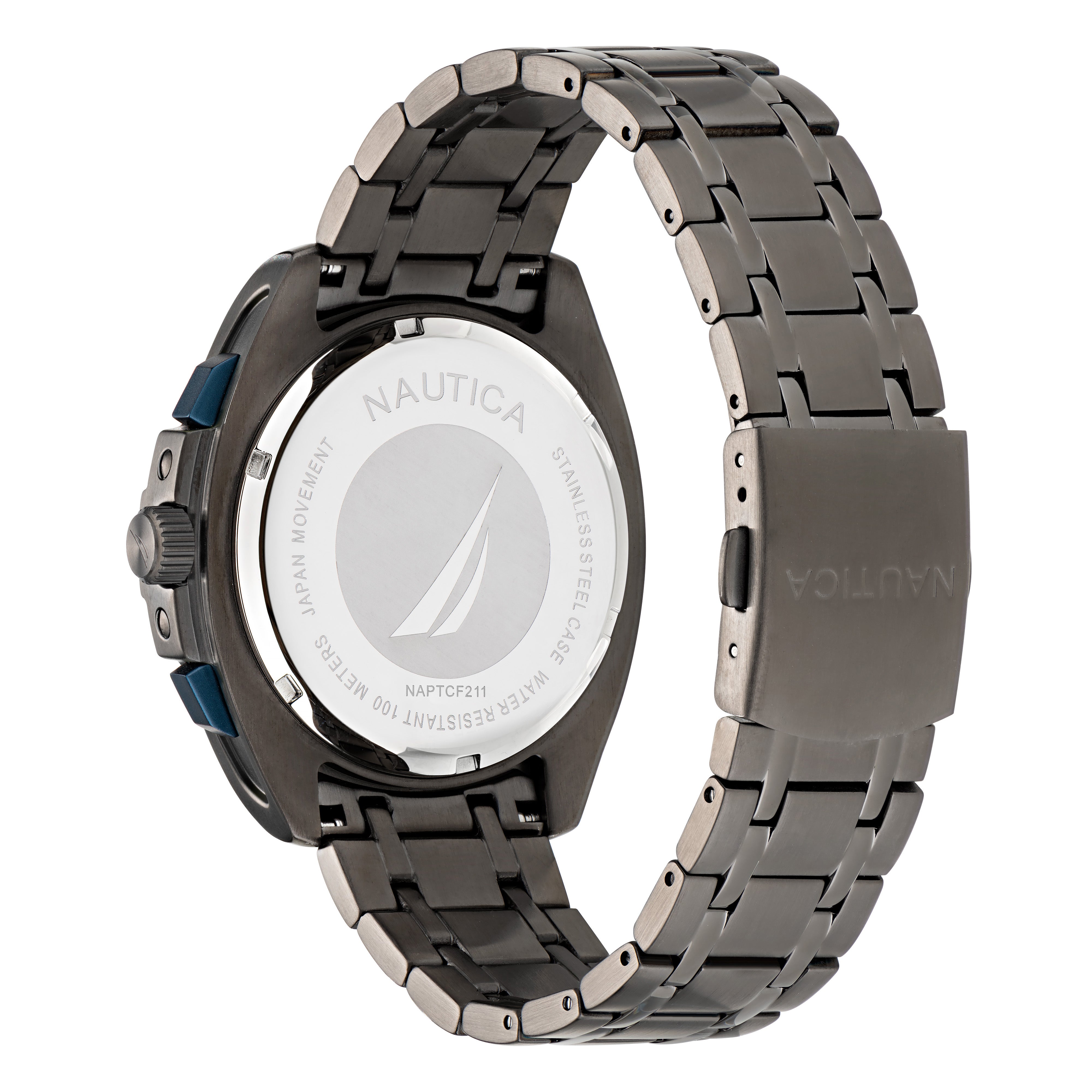 Reloj Nautica Tin Can Bay Chrono Caratula Azul y Brazalete Gun Metal Caja 43 mm NAPTCF211