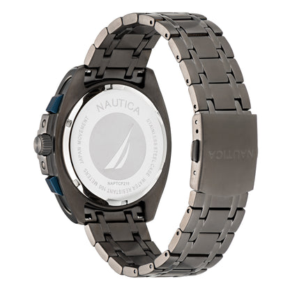 Reloj Nautica Tin Can Bay Chrono Caratula Azul y Brazalete Gun Metal Caja 43 mm NAPTCF211