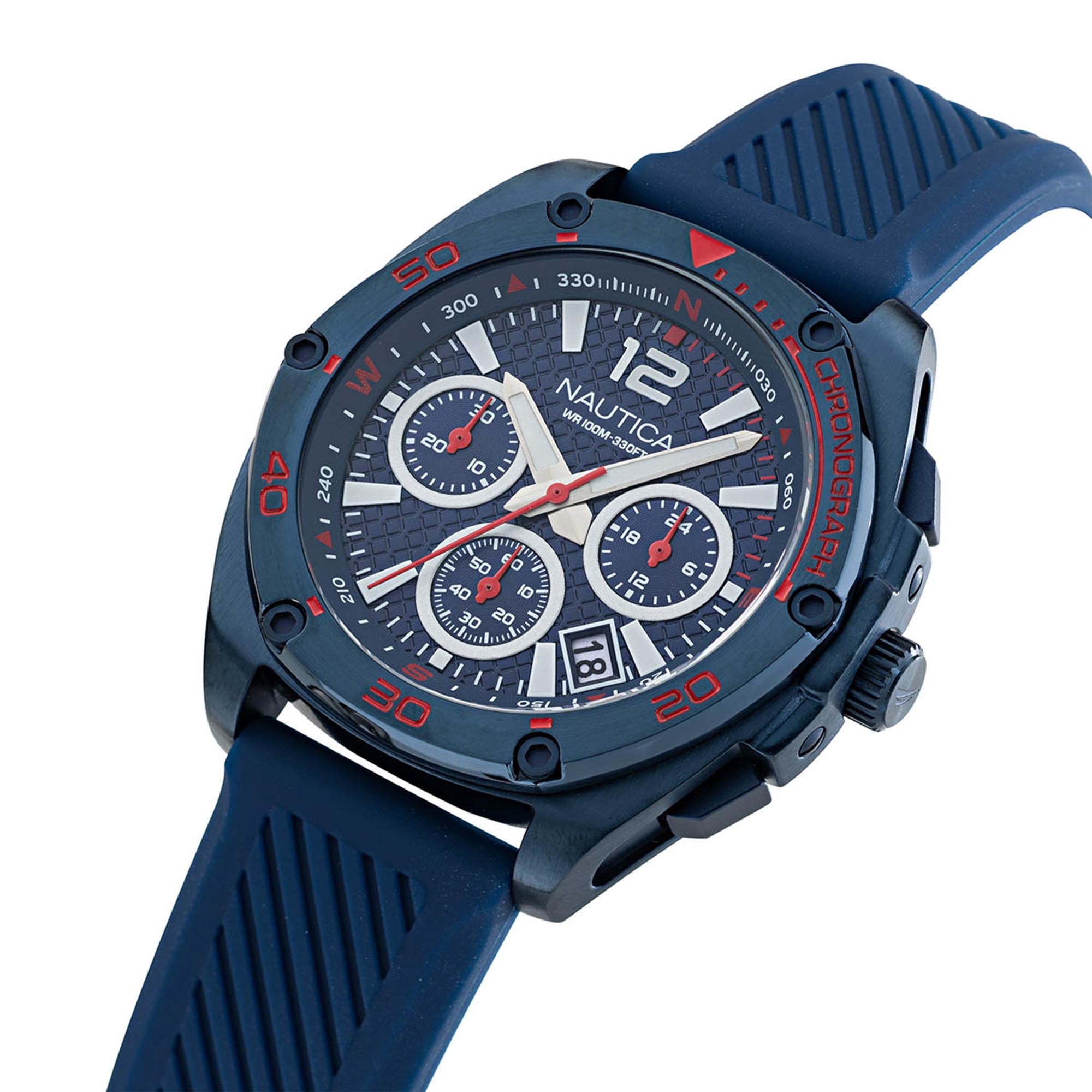 Reloj Nautica Cab Tin Can Bay Cronografo Caratula Azul y Correa Azul Caja 43 mm NAPTCS303