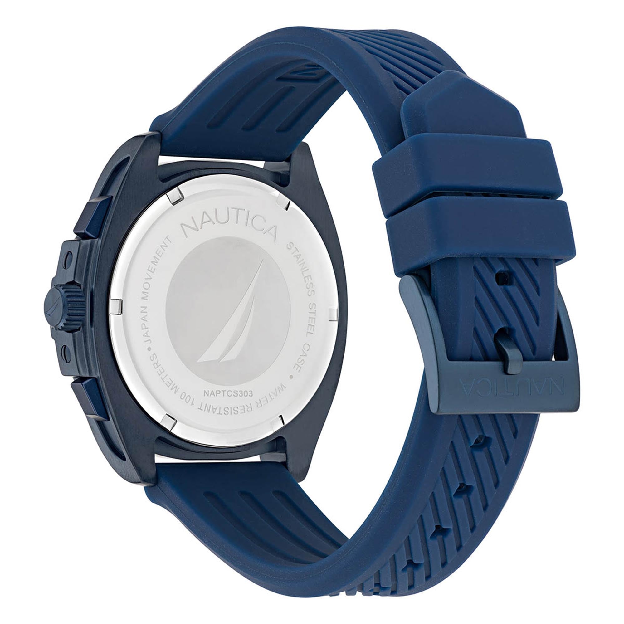 Reloj Nautica Cab Tin Can Bay Cronografo Caratula Azul y Correa Azul Caja 43 mm NAPTCS303