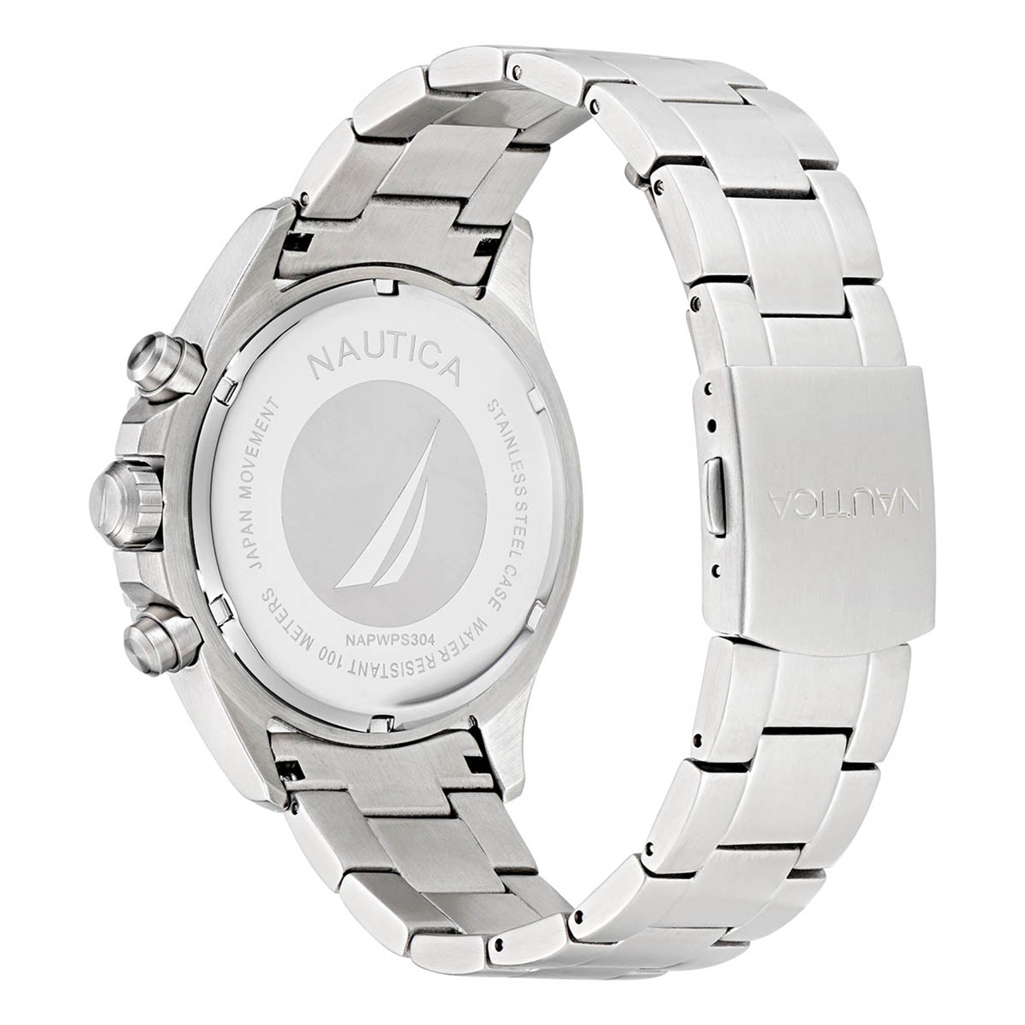 Reloj Nautica Cab Westport Cronografo Caratula Azul y Brazalete Plata Caja 44 mm NAPWPS304