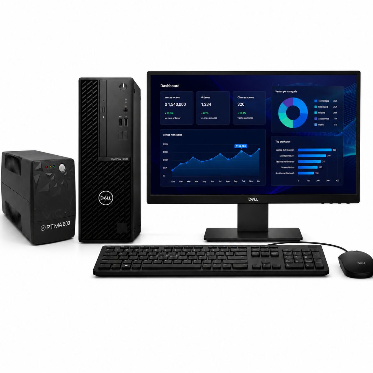 Combo Computadora de Escritorio Dell OptiPlex 3000 12a Generación + No Break VICA Optima 600 de 6 entradas