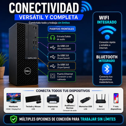 Computadora de escritorio Dell Optiplex 3000 Intel Core i5 12 Gen. Windows 11 8GB RAM DDR4