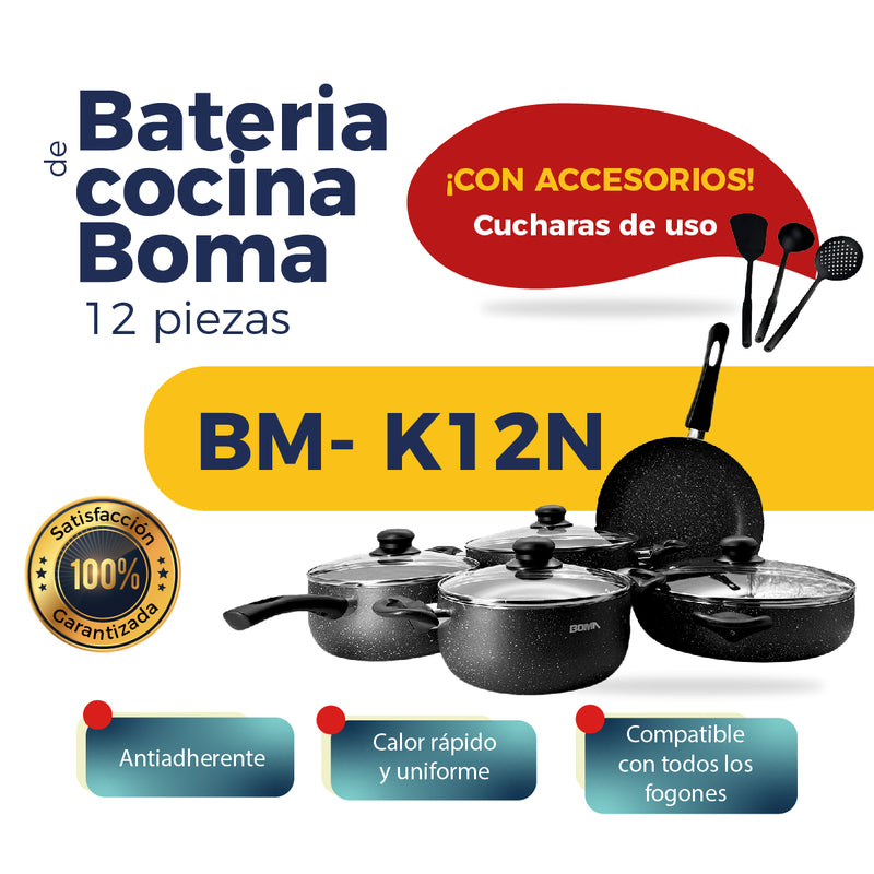 Batería de cocina Boma 12 piezas ergonómico antiadherente de alta calidad BM-K12N