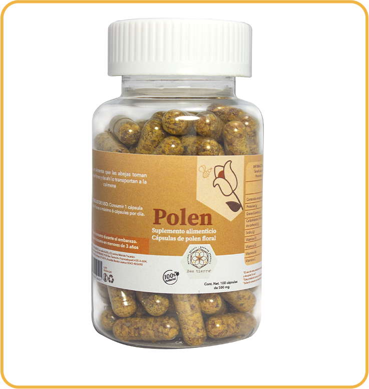 Suplemento Alimenticio Cápsulas de Polen Floral  - BEE TIERRA - 100pz