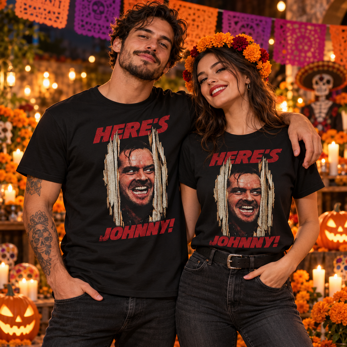 Playera Negra El Resplandor Here's Johnny Unisex