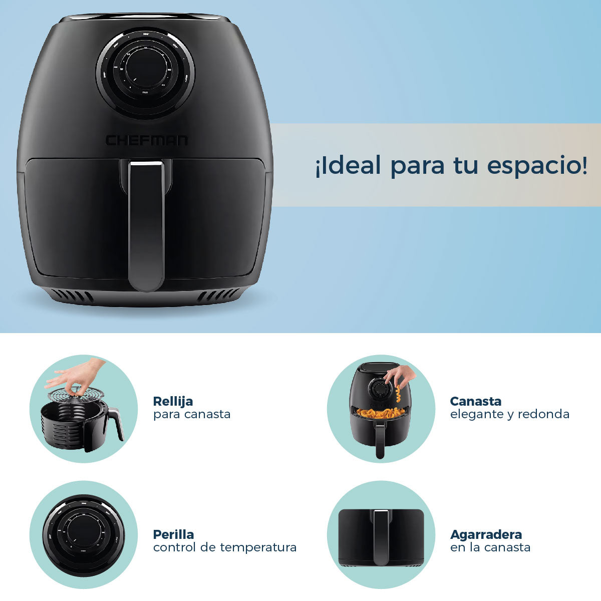 Freidora de Aire Chefman RJ38-V3-DC35 3.5 Litros TurboFry