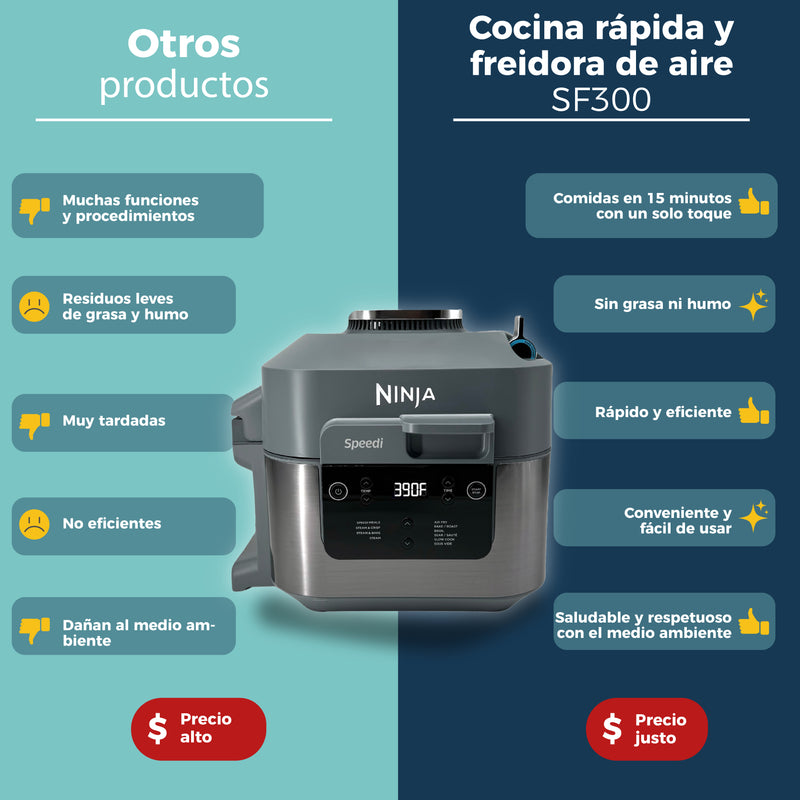 Olla de cocción rápida y freidora de aire 10 en 1 de 5.6 L - Ninja Speedi SF300 Gris