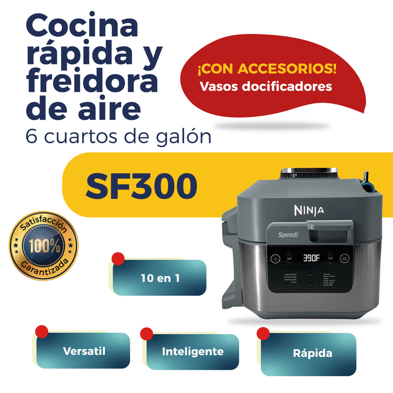 Olla de cocción rápida y freidora de aire 10 en 1 de 5.6 L - Ninja Speedi SF300 Gris