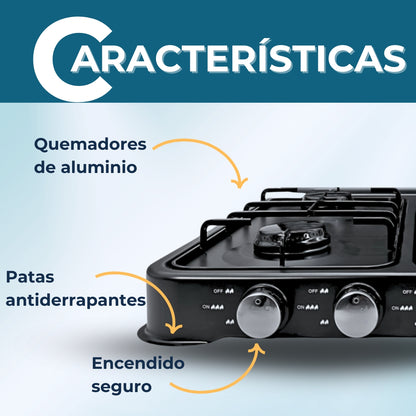 Parrilla/estufa De 4 Quemadores De Gas Con Tapa Color Negro Negro SGS-6004B