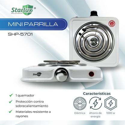 Parrilla eléctrica individual Starlux 1000 watts SHP-5701